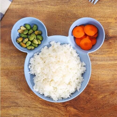 2PCS/Set Mouse Mickey Cartoon Bowl Dishes Plate Children Baby Infant Rice Feeding Bowls Plastic Snack Plate Tableware Lunch Box