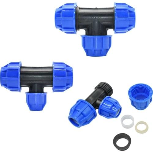20/25/32mm Tee Plastic Connector Water Splitter T-type PE Reducing Connection Quick Union DN15 DN20 DN25 1PCS