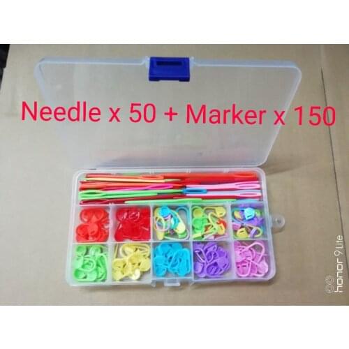Box pack 200pcs Plastic marker Knitting Needles Crochet Hooks Tapestry Wool Yarn Needles Children DIY Sweater Weaving Tools