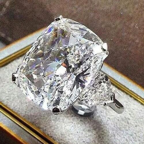 2019 New Arrival Luxury Big Square Crystal 10*12mm Engagement CZ Ring For Women Lady Wedding Anniversary Gift Jewelry Bulk Sell