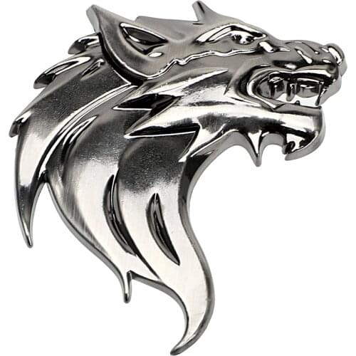 Car Sticker Badge Emblem Auto Decoration 3D Metal Motorcycle Decal Wolf Head