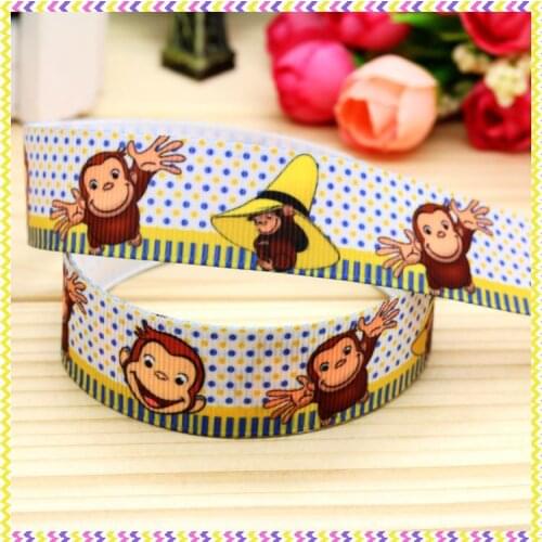 7/8'' Free shipping george monkey printed grosgrain ribbon hairbow headwear party decoration diy wholesale OEM 22mm P4567