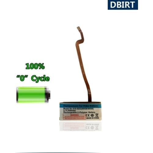 850mAh 616-0232 Battery For Apple iPod Classic 6th GEN 80GB Video 30GB 60GB A1036 A1136 MB145 MB150 160GB MP4 Thick AKKU