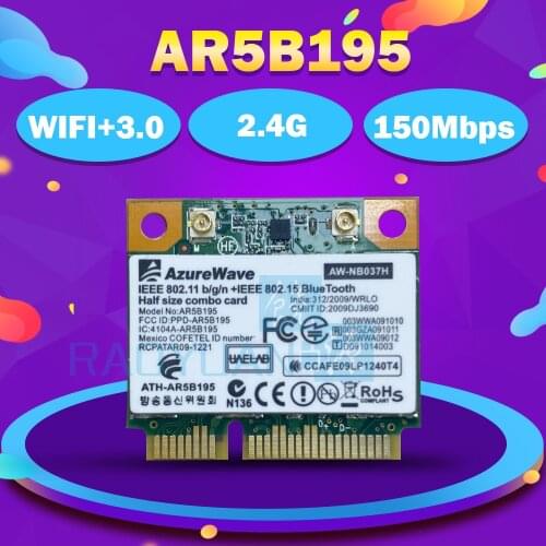 AzureWave AW-NB037H AR9285 AR5B195 AR9002WB-1NGCD Half Mini PCI-e Bluetooth3.0 Wlan Wireless Wifi Card