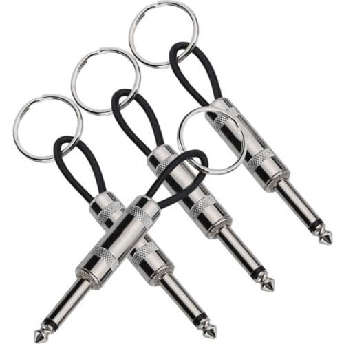 4pcs Key Storage Guitar Key Holder 6.35mm Audio Plug Type Keychain Portable Zinc Alloy Key Ring Accessory