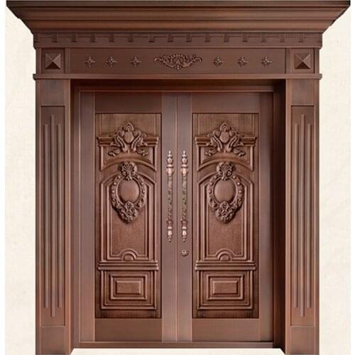 Bronze door security copper entry doors antique Copper Retro Door Double Gate Entry Doors H-c20