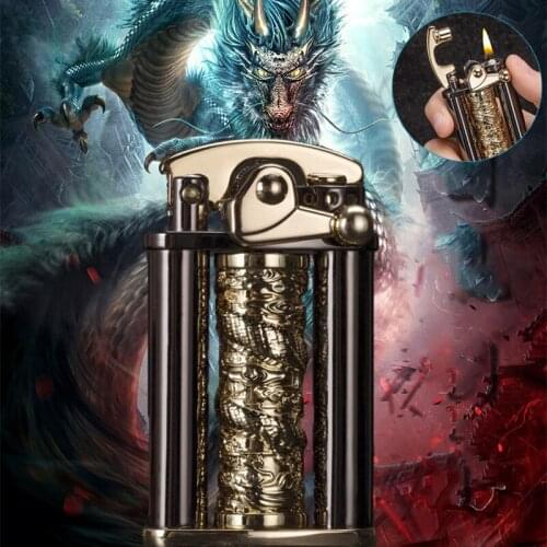 Pure copper kerosene rocker arm lighter personality dragon can drive decompression durable lighter fun gifts to friends