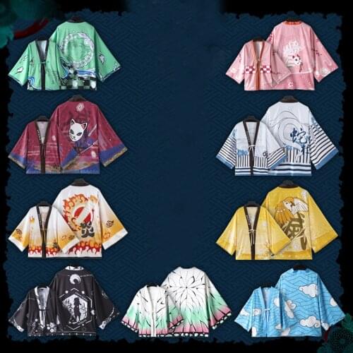 Demon Slayer Kimetsu no Yaiba Cosplay Costume Rengoku Kyoujurou Kanroji Mitsuri Agatsuma Zenitsu Jacket Haori Kimono Outfits