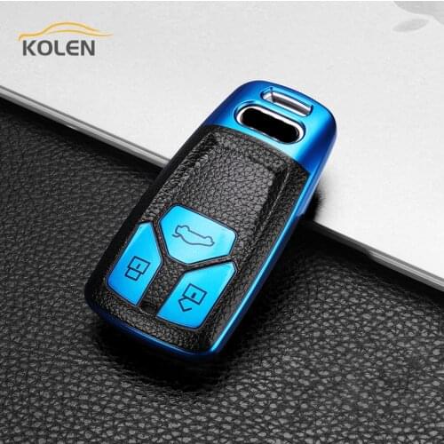 Leather TPU Car Smart Key Cover Case Fob For Audi A4 B9 A5 A6 S4 S5 S7 8W Q5 Q7 4M TT TTS Sline RS Protector Holder Shell Chain