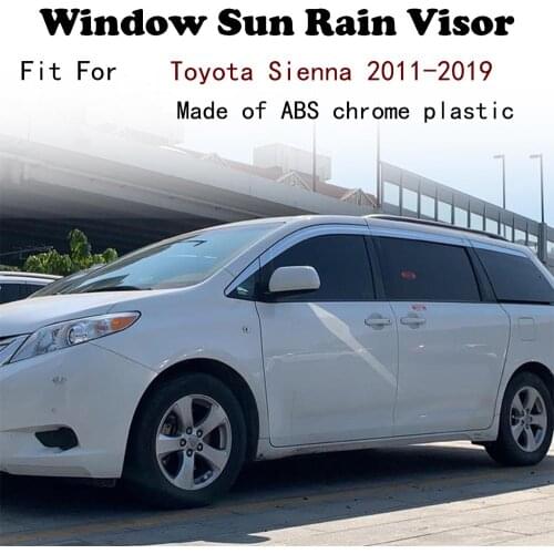ABS Chrome plastic Window Visor Vent Shades Sun Rain Guard car accessories For Toyota Sienna 2011-2019