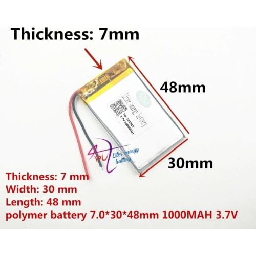 Best battery brand 3.7V lithium polymer battery 703048 wireless transmitter electronic dog 1000mAH sound card 703050