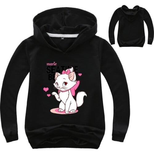 Marie Aristocats Cat Clothes Kids Long Sleeves Hoodies for Kids Spring Sweatshirts Girls Sweatshirt Cute Baby Girls Tops