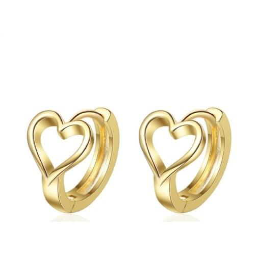Trendy Gold Heart Hoop Earrings For Girls Jewelry Fashion Silver 925 Women Earring Party Accessories Earring Gold Princess Bijou