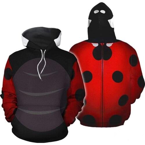 Ladybug 3D All Over Printed Men Hoodie Unisex Harajuku Casual Sweatshirt Autumn Winter Fashion Zip Jacket C-111