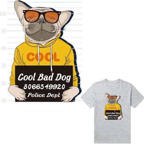 T-Shirt Patches Cool Bad Dog Iron On Diy Accessory Stickers Fashion Heat Transfer Clothes Stickers Patch Washable
