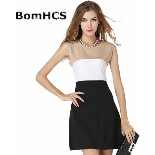 New Office Dress Women Sleeveless Mini Chiffon Summer Dresses High Waist O-neck Bodycon Dress