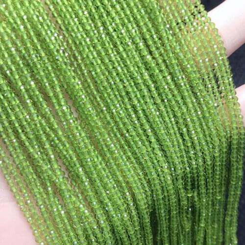 2mm 3mm Genuine Olive Peridot Spinel Gemstone Faceted Pure Undyed Natural Stone Beads for Jewelry Necklace Earrings Making DIY