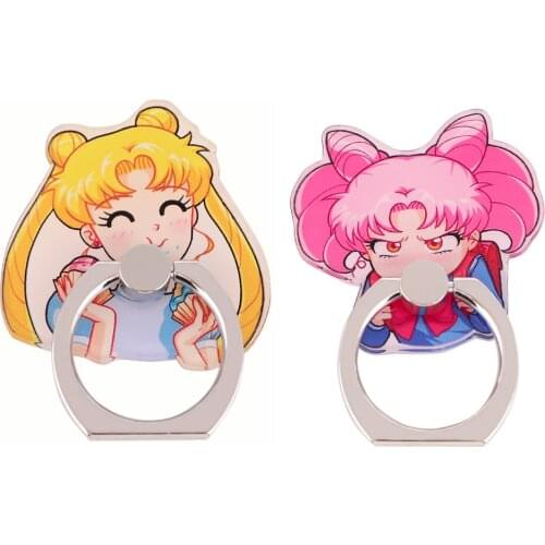 PC3338 Cartoon Girl Universal Ring Metal Phone Accessaries Rotating Ring Bracket Lazy Desktop Anti-fall Bracket For Friend Child