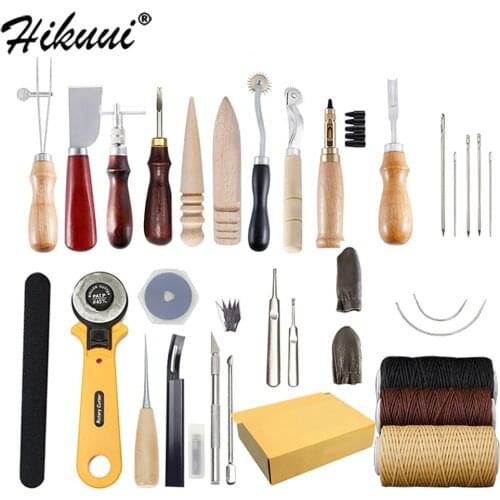 Practical Leather Craft Sewing Punch Tool Kit Cutter Carving Stitching Punch Working Saddle Leathercraft Tool Set For Beginner