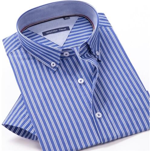 6XL 7XL 8XL 9XL 10XL Men’s Summer Fashion Striped Short Sleeve Shirt Classic Business Casual Brand Youth Loose Cotton Shirt