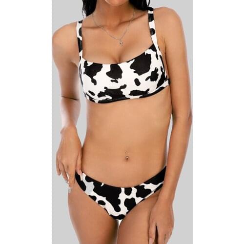 Sexy Leopard Print Bikini 2021 Swimsuit Women Swimwear Cute Ribbed Bathing Suit Brazilian Biquini Set Beach Summer Female