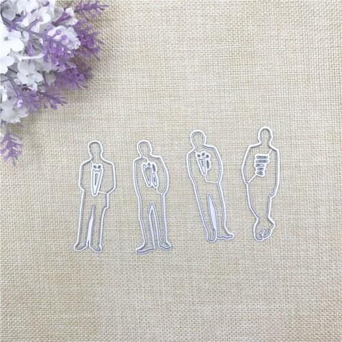 Julyarts 4Pcs Men Metal Cutting Die Stencil Fustelle Metalliche Per Scrapbooking Card Making Die Metal Crafts Die Cut Stitch