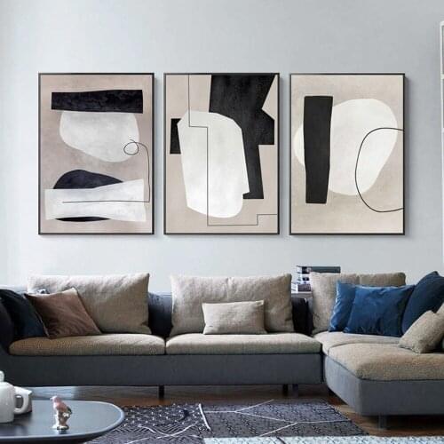 Nordic Geometric Color Block Canvas Painting Ins Style Abstract Line Poster Study Bedroom Living Room Wall Art Decoration Murals