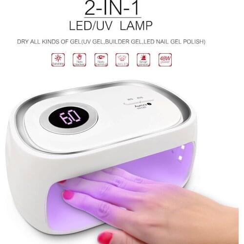48W Nail Dryer Smart UV LED Lamp For All Gels 24 Leds UV Lamp for Nail Polish Cure Machine with Bottom 30s/60s Timer LCD Display