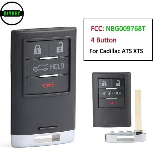 DIYKEY Smart Keyless Entry Remote Car Key Cover for Cadillac ATS XTS 2013 2014 2015 Fob 4 Buttons FCC: NBG009768T