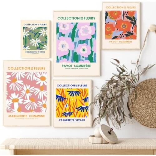 Vintage Marguerite Flower Market Wild Plant Canvas Painting Nordic Posters And Prints Wall Pictures For Living Room Decor