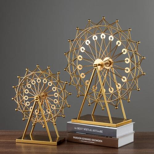 Golden Ferris wheel rotating model ornaments Nordic Light luxury home decoration accessories simple metal living room adornment