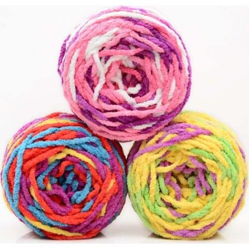 Knitted cashmere Rainbow 175g skeins Super Chunky velvet Crochet Handcraft Knitting chenille Yarn Chunky Wool Colours