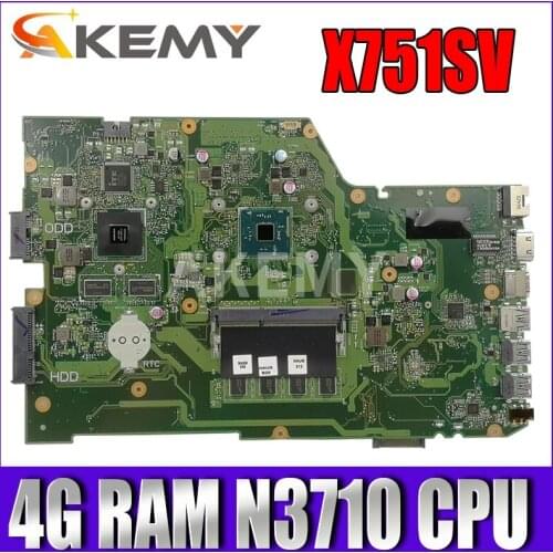 X751SV Mainboard for ASUS X751SV X751SJ X751S Laptop Motherboard GT920M/GT940M 4G/N3710/N3700 CPU