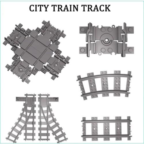 City Trains Track Rail Bricks Tracks Railway Create Building Blocks Toys Model Straight Curved Soft Flexible Uphill Track