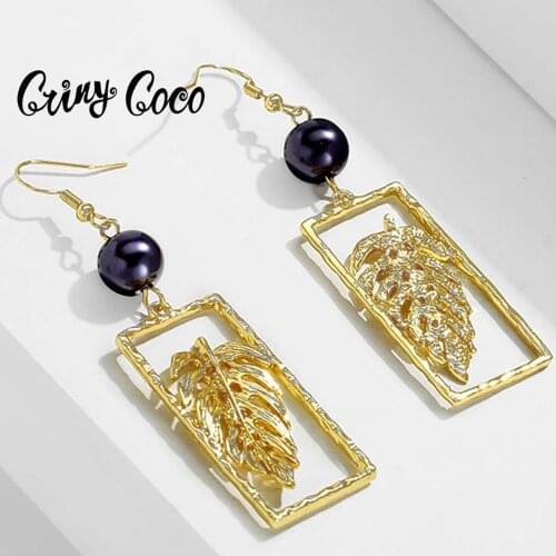 Cring Coco Hawaiian Geometric Drop Earrings Womens Fashion Big Dangle Leaf Earring for Lady Summer Party Gift Trendy Jewelry
