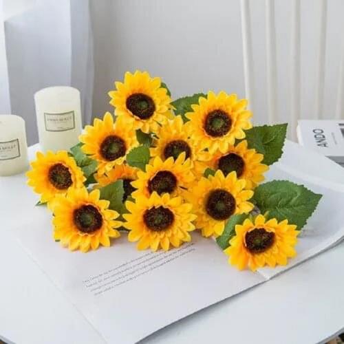1/3/5 PCS Oil Painting Sunflower Artificial Bouquet Garden Wedding Decor Christmas Living Room Decoration Flower Arrangement