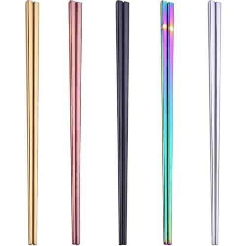 1Pair 304 Stainless Steel Chopsticks Metal Chop Sticks Tableware Multicolor Chop Stick Reusable Food Sticks For Wedding Party