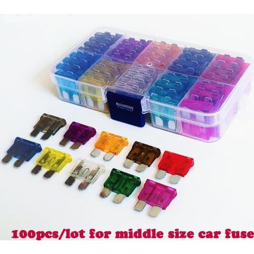 100pcs Auto fuse Car Truck ATC Fuse 5A 10A 15A 20A 25 30A AMP Standard Car Fuse Medium Blade Fuses Car Auto Fuse