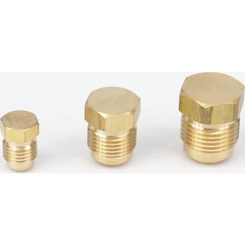 2pcs Fit Tube OD 3/16"- 1/2" Hex End Plug Brass SAE 45 Degree Pipe Fittings Connectors 1000PSI