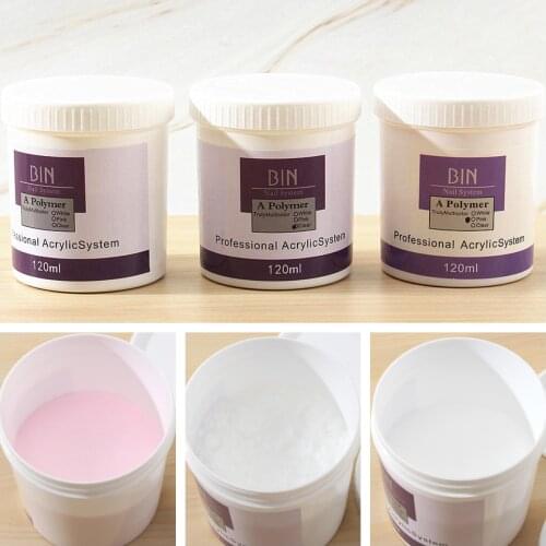 3colors Pink Clear White Crystal Powder Jumbo Acrylic Nail Builder Diy Manicure Tool For Nail Art Polish Decoration Uv Gel