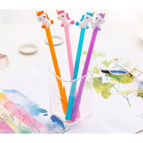 40 pcs/lot Unicorn gel pen Cute Animal 0.5mm black ink Neutral pens office school writing supplies Stationery Promotional gift