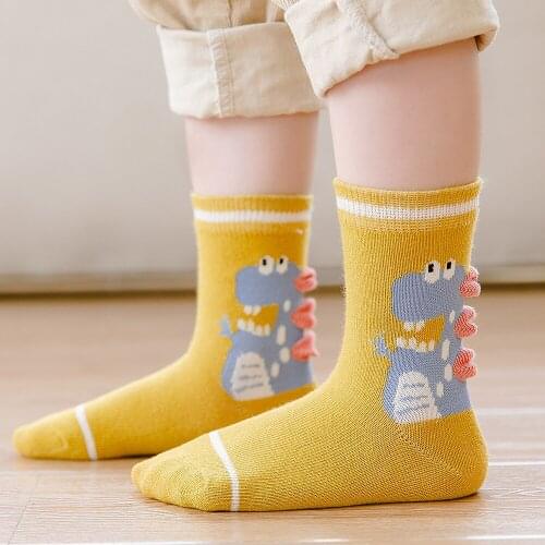 5 Pairs Lot Child Cotton Socks With Inscriptions Print Drawings Kid Girl Boy Baby Toddlers Funny Cute Dinosaur Anime Kawaii Sock