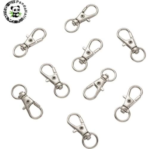 Pandahall 50 pcs Alloy Swivel Lobster Claw Clasps Swivel Snap Hook for Jewelry Findings Making Supplies 30.5x11x6mm Hole: 5x9mm