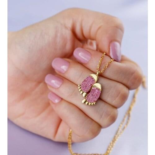 925 sterling Silver Footprint Necklace