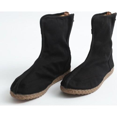 Men Women Retro Cosplay Boot Chinese Style Hanfu Casual Cloth Shoes Opera Oriental Zipper Footwear Cotton Linen Short Boots