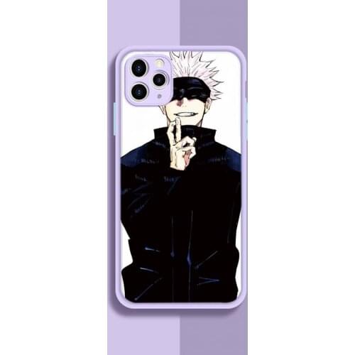 Anime Jujutsu Kaisen Gojo Satoru Phone Case Purple Transparent Matte For IPhone 7 8 11 12 S Mini Pro X XS XR MAX Plus Cover