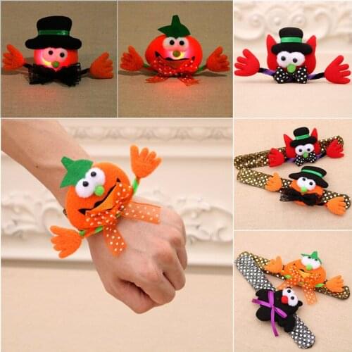 Halloween Decorative Toy Light Flash Toys Wrist hand Pumpkin Bat Ghost Children Hair Shining Loop Hand Lamp Hand Clasp Gift