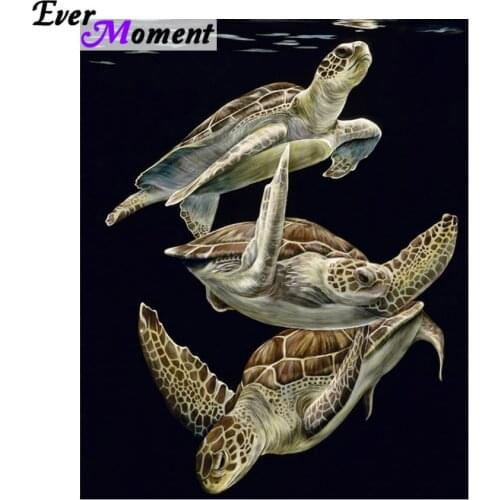 Ever Moment DIY Diamond Painting Three Turtles Swimming Diamond Embroidery Full Square Crystal Wall Picture Home Decor ASF978