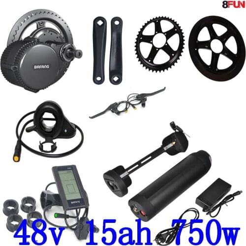 48V 750W Bafang BBS02 mid drive electric motor kit with 48V 15AH lithium Electric Bicycle battery+54.6V 2A charger free duty