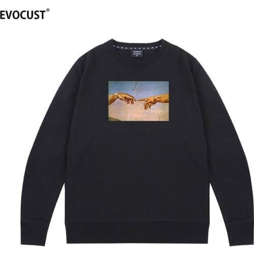 Michelangelo Hands Printed Tumblr Grunge Funny Sweatshirts Hoodies men women unisex Combed Cotton